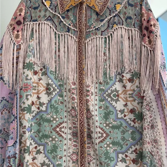 Floral Fringe Blouse - Multicolor